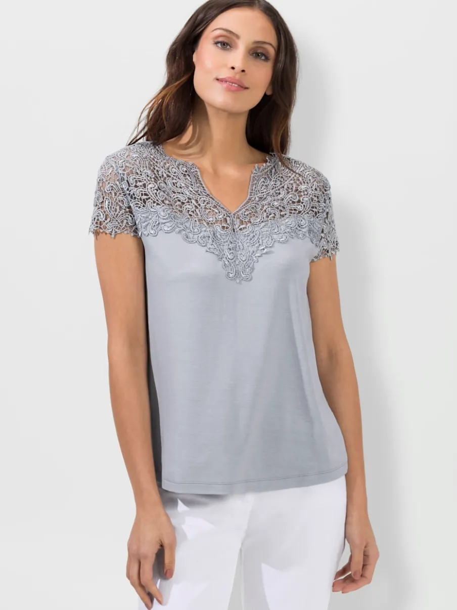T-shirts à manches courtes en broderie anglaise délicate