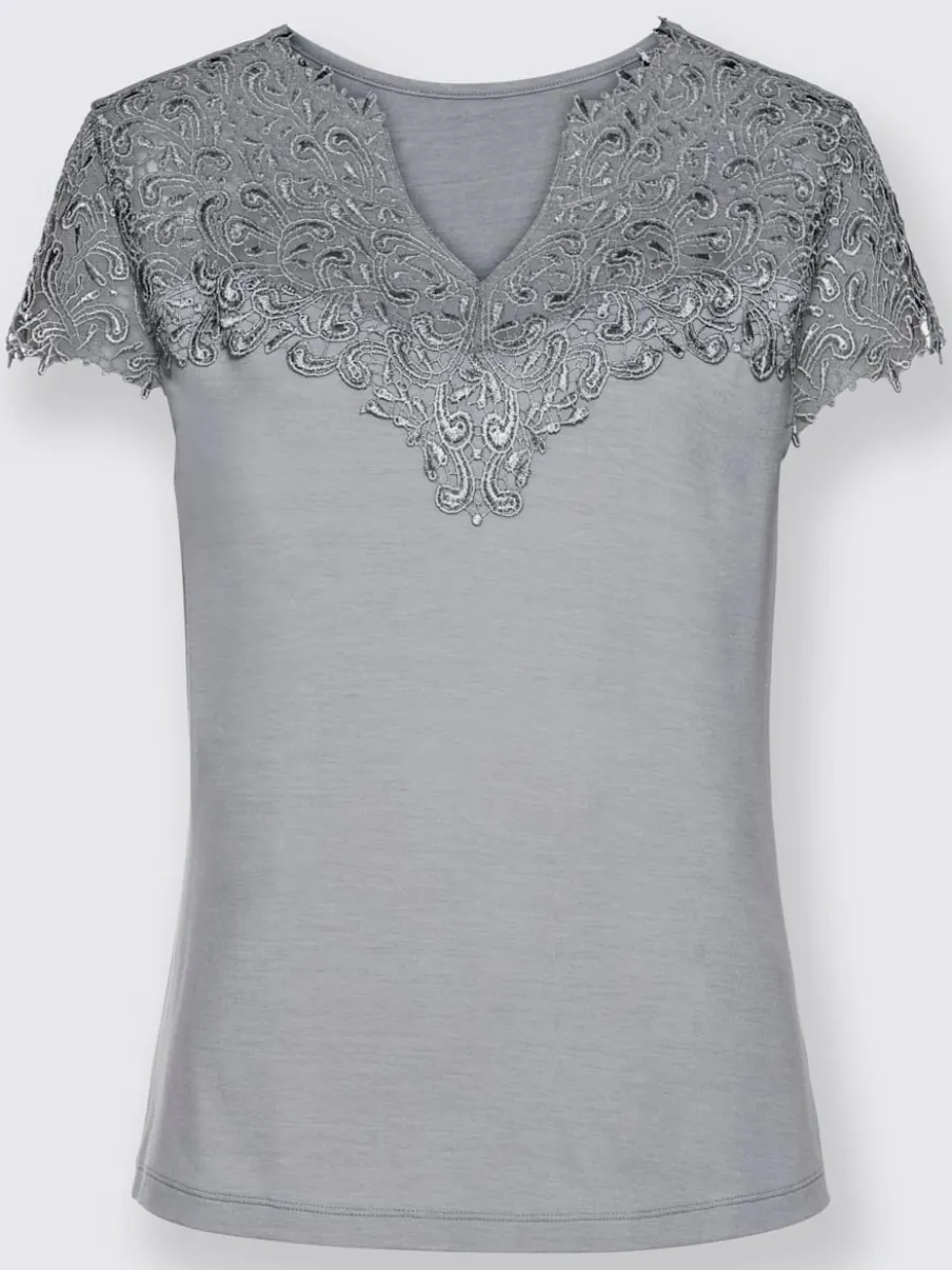 T-shirts à manches courtes en broderie anglaise délicate