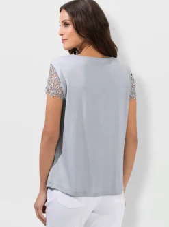 T-shirts à manches courtes en broderie anglaise délicate