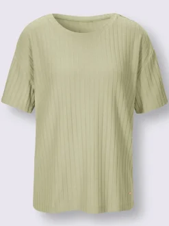 T-shirts manches courtes encolure ronde coton mélangé côtelé