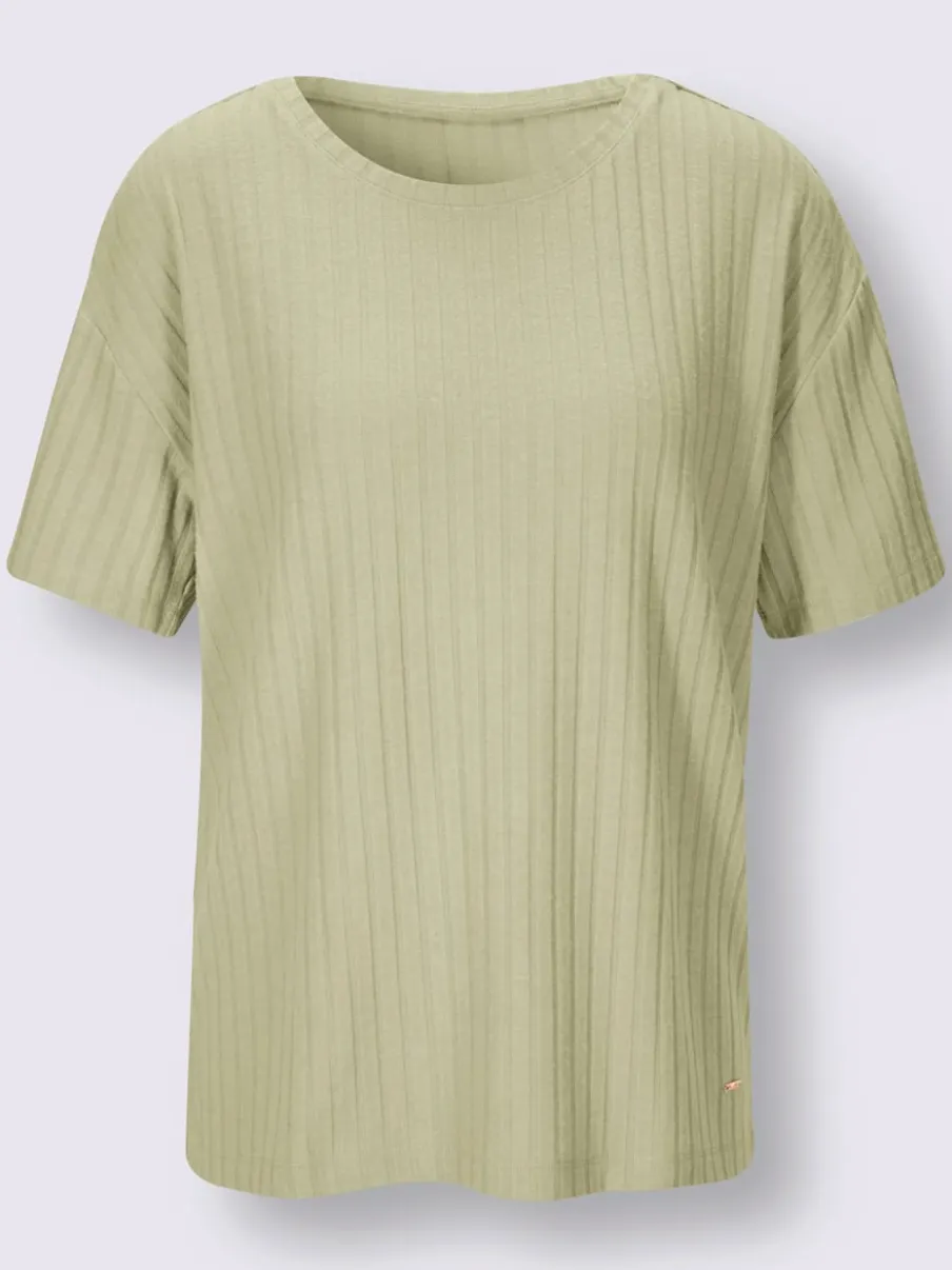 T-shirts manches courtes encolure ronde coton mélangé côtelé
