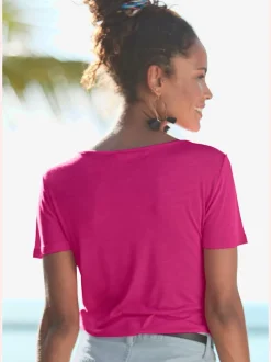 T-shirts à manches courtes encolure ronde avec découpes tendance
