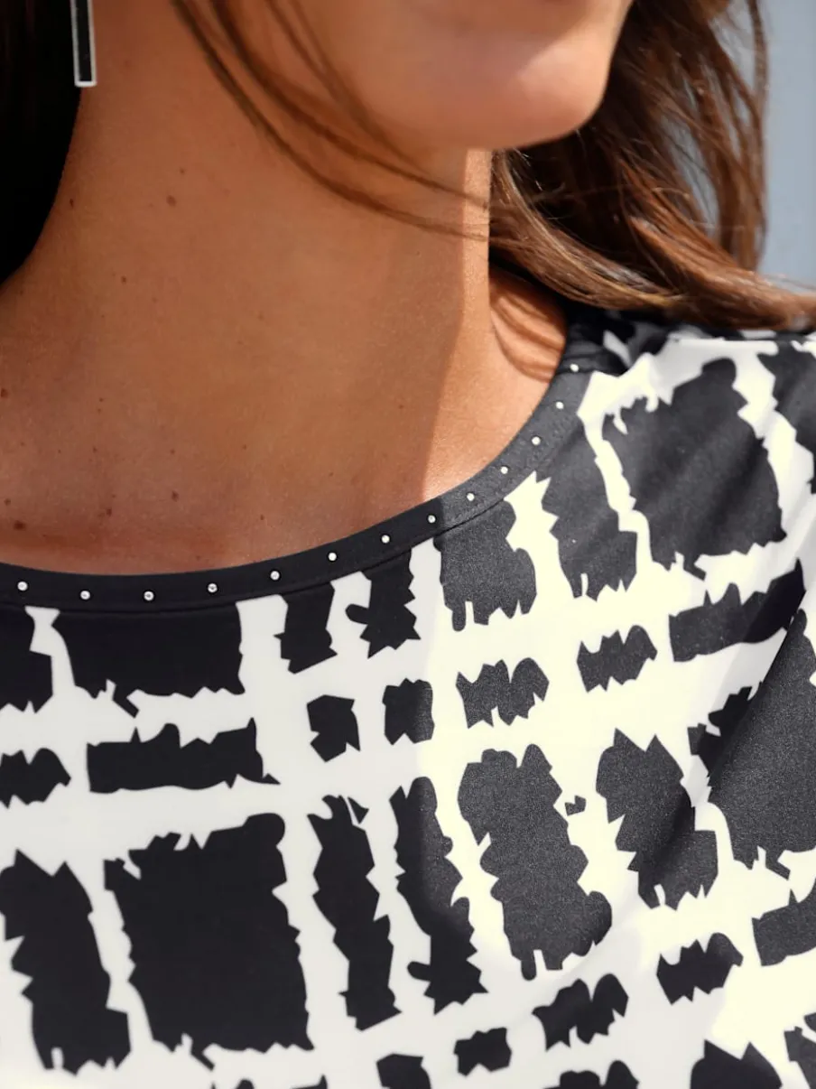 T-shirts à manches courtes encolure bateau avec motif graphique