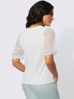 T-shirts à manches courtes en modal avec manches en dentelle
