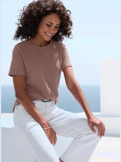 T-shirts à manches courtes en tricot fin ajouré