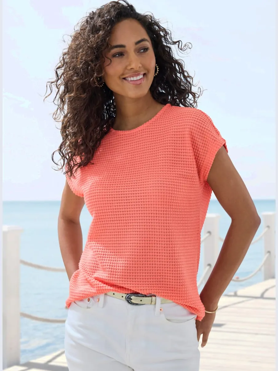 T-shirts à manches courtes en tricot gaufré léger