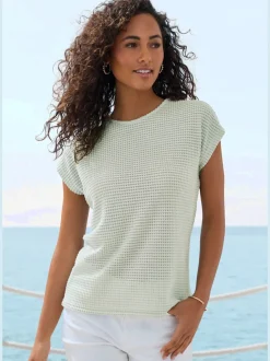 T-shirts à manches courtes en tricot gaufré léger