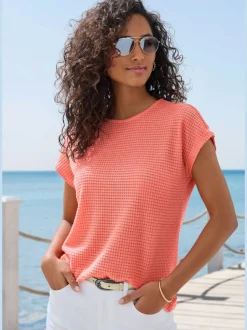 T-shirts à manches courtes en tricot gaufré léger