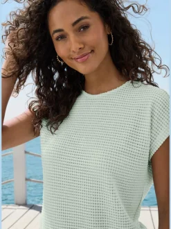 T-shirts à manches courtes en tricot gaufré léger