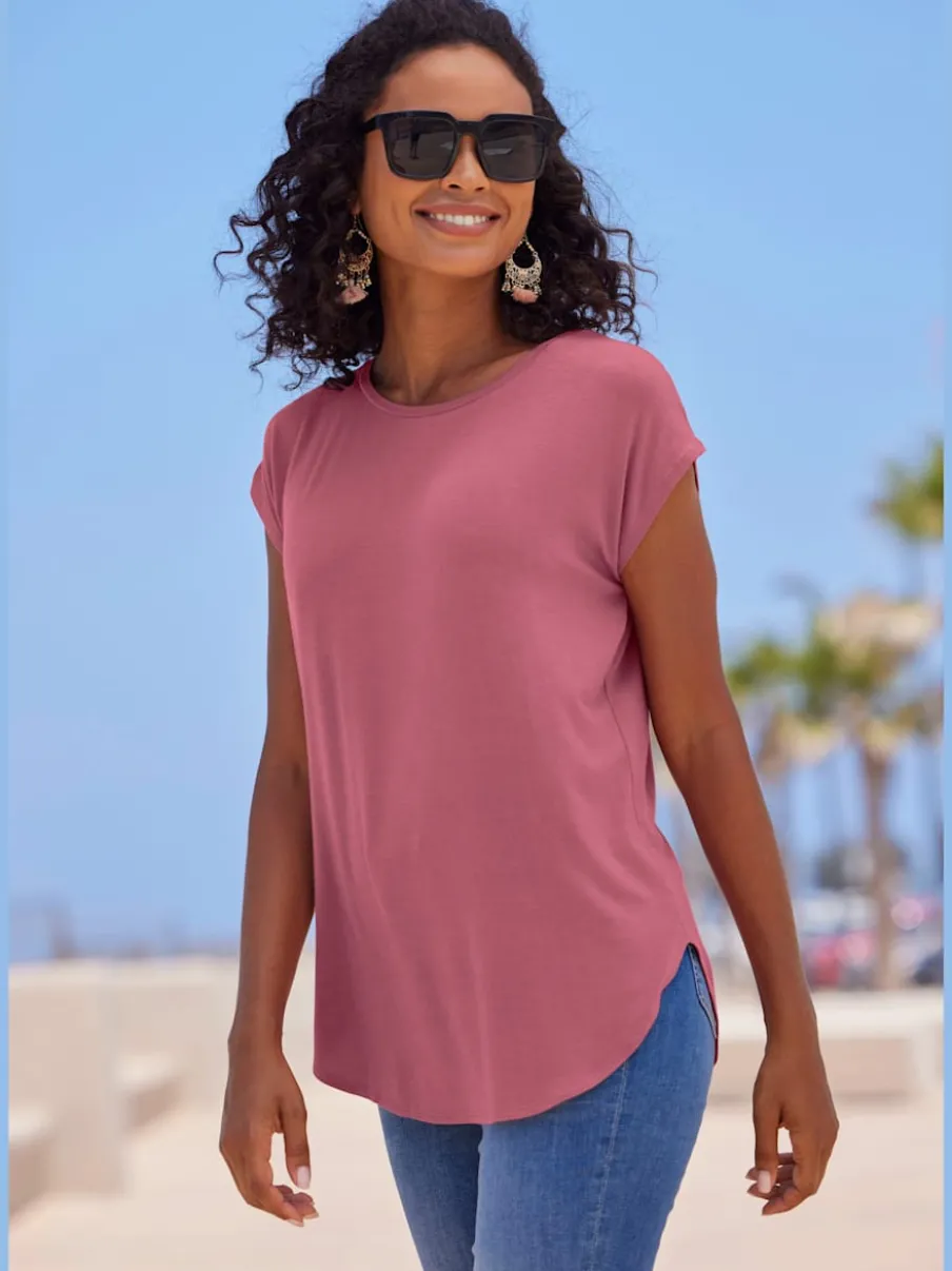 T-shirts à manches courtes en viscose douce et fluide
