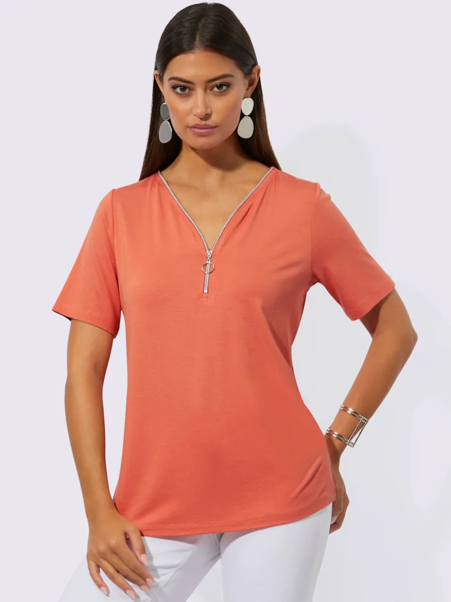 T-shirts à manches courtes en viscose Ecovero zippés