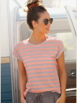T-shirts à manches courtes rayés tendance sportives confortables