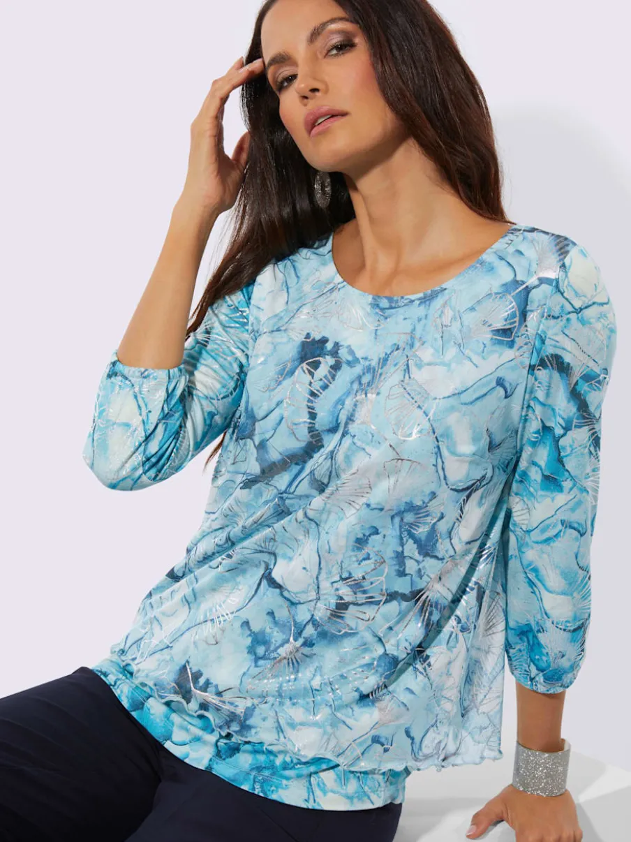 T-shirts à manches 3/4 en maille avec motifs floraux
