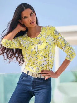 T-shirts à manches longues avec motif floral en polyester recyclé