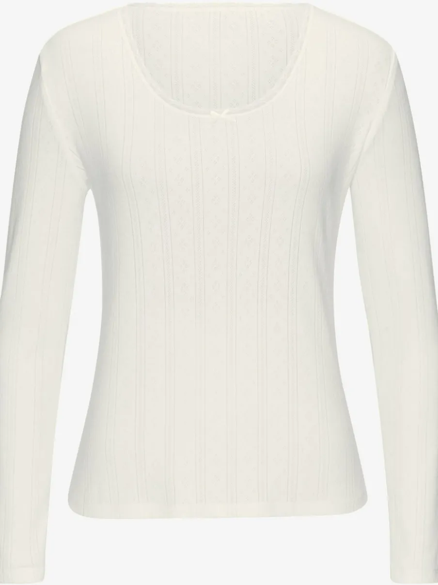 T-shirts à manches longues avec motif ajouré en dentelle