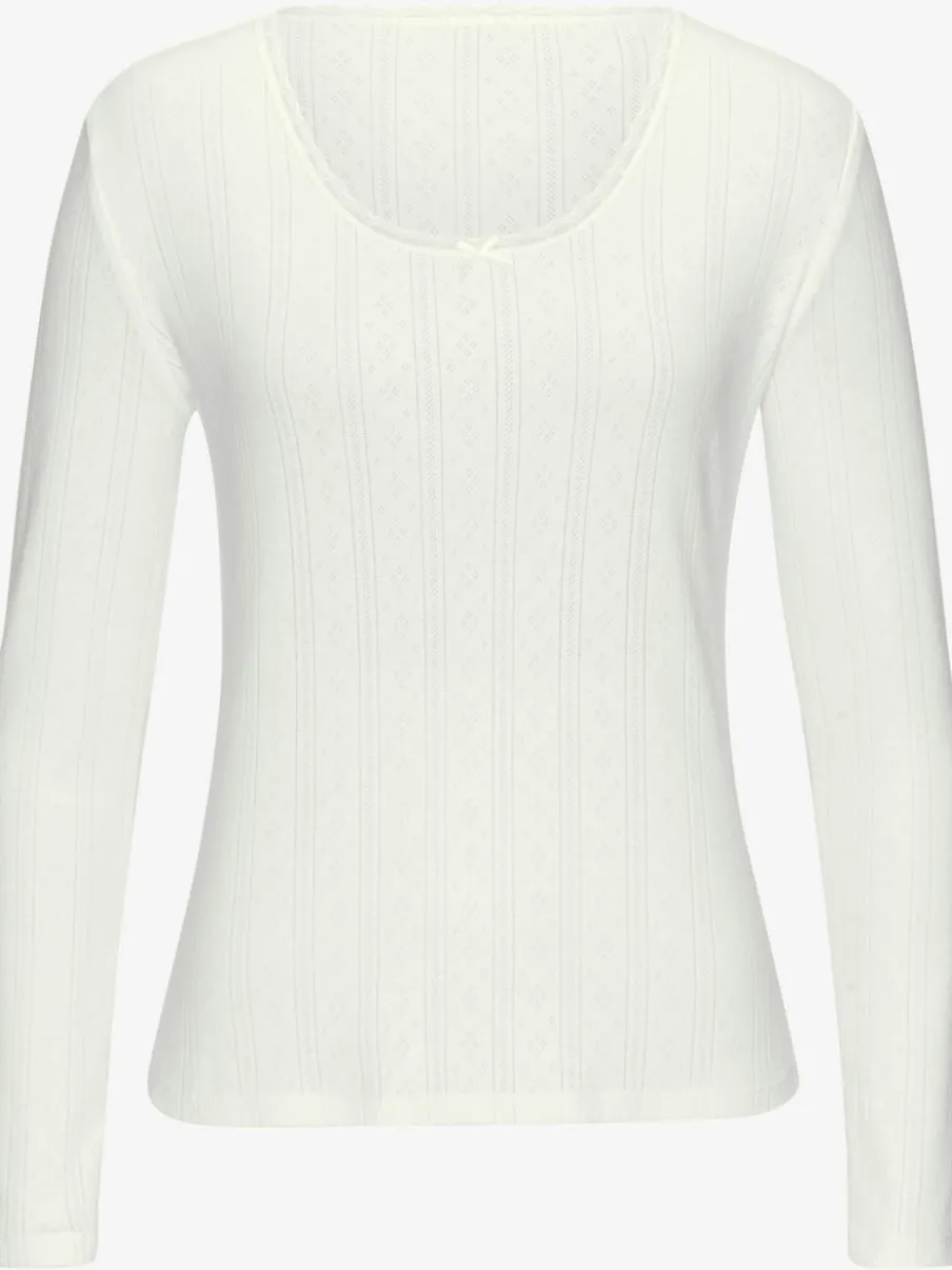 T-shirts à manches longues avec motif ajouré en dentelle