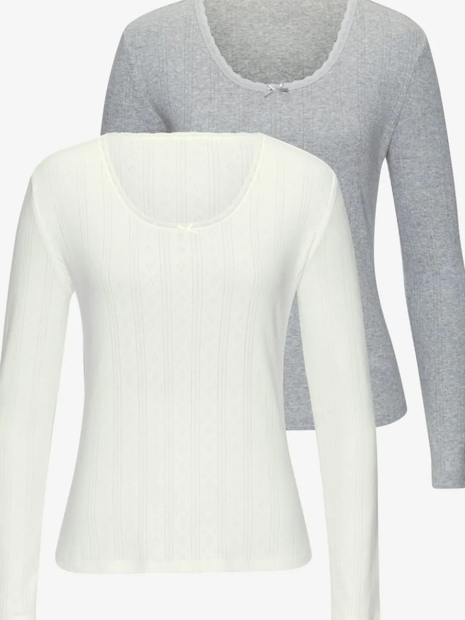 T-shirts à manches longues avec motif ajouré en dentelle