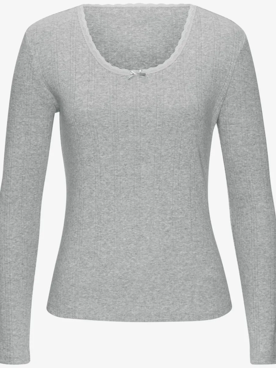 T-shirts à manches longues avec motif ajouré en dentelle