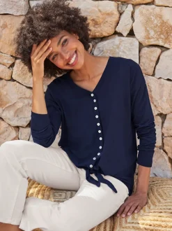 T-shirts à manches longues avec patte de boutonnage décorative