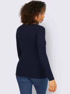 T-shirts à manches longues avec patte de boutonnage douce coton