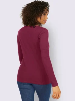 T-shirts à manches longues avec patte de boutonnage douce coton