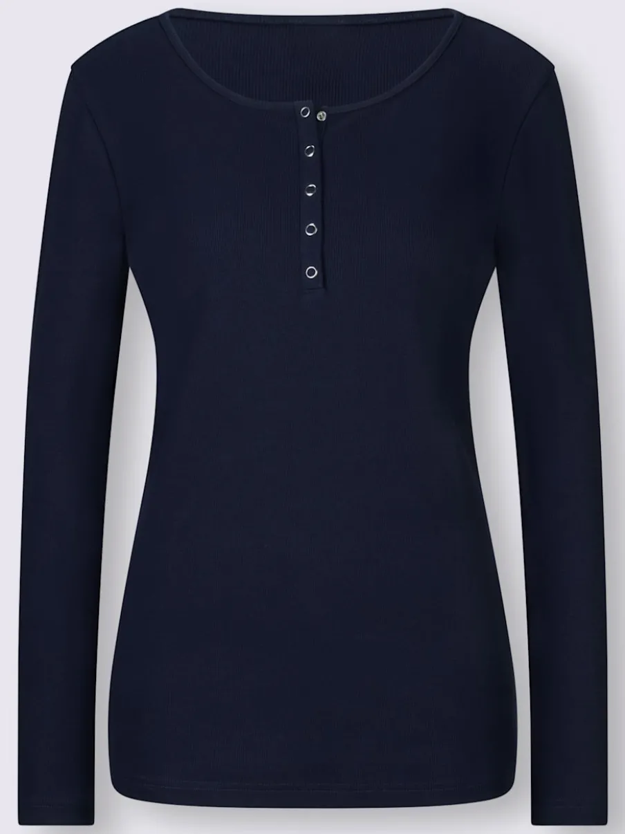 T-shirts à manches longues avec patte de boutonnage douce coton