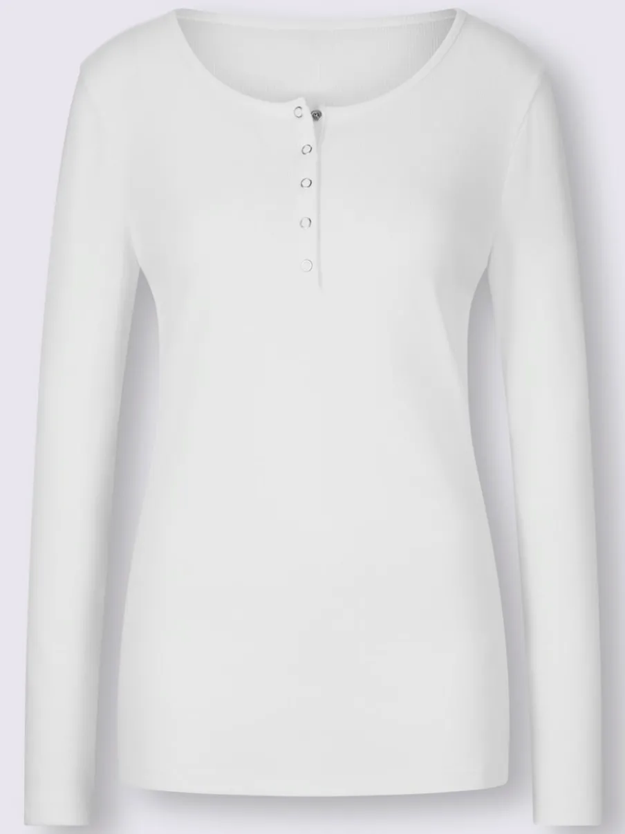 T-shirts à manches longues avec patte de boutonnage douce coton