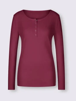 T-shirts à manches longues avec patte de boutonnage douce coton