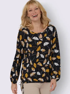 T-shirts à manches longues doux au motif ginkgo décoratif