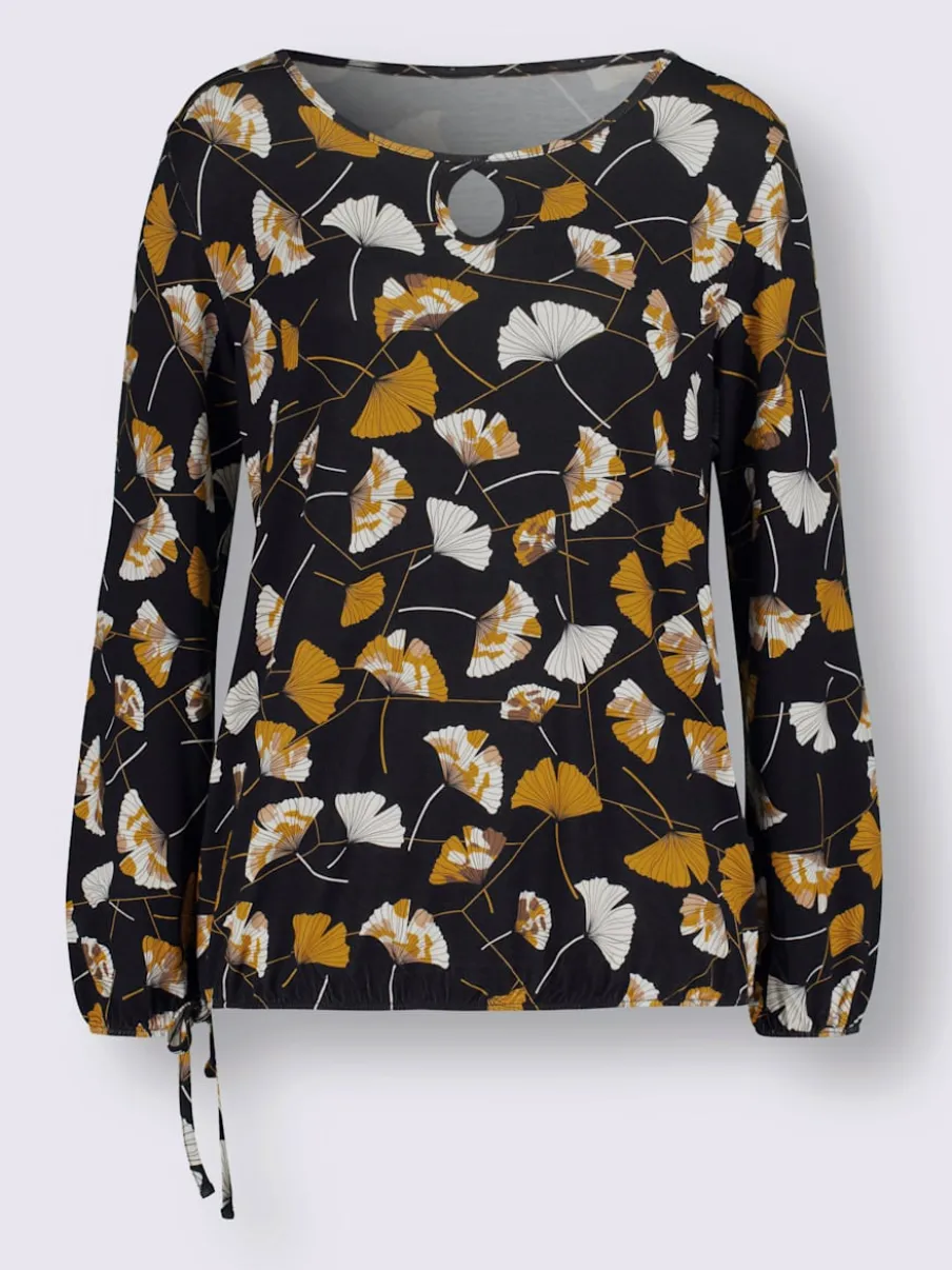 T-shirts à manches longues doux au motif ginkgo décoratif