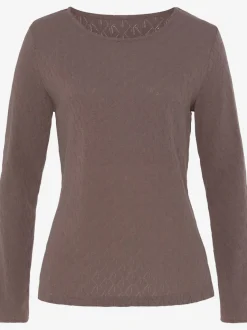 T-shirts manches longues en tricot fin ajouré coton
