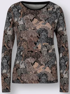 T-shirts à manches longues en viscose avec imprimé animal