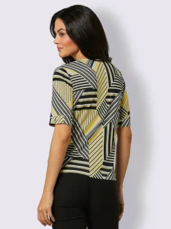 T-shirts à manches semi-longues avec motifs géométriques rayés