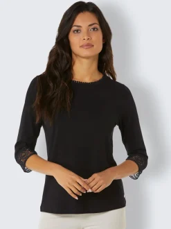 T-shirts à manches trois quarts en lyocell à dentelle