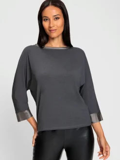 T-shirts à manches trois quarts avec empiècements en satin