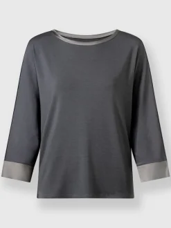 T-shirts à manches trois quarts avec empiècements en satin