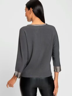 T-shirts à manches trois quarts avec empiècements en satin