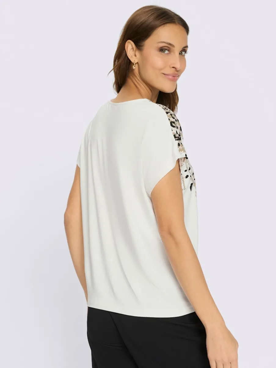 T-shirts à motif léopard avec petites pierres fantaisie