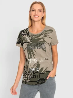 T-shirts à motifs floraux avec encolure ronde et manches courtes