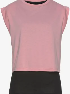 T-shirt sport avec débardeur intégré manches courtes ample