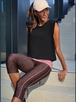 T-shirt sport avec débardeur intégré manches courtes ample