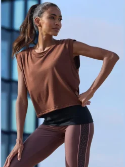 T-shirt sport avec débardeur intégré manches courtes ample