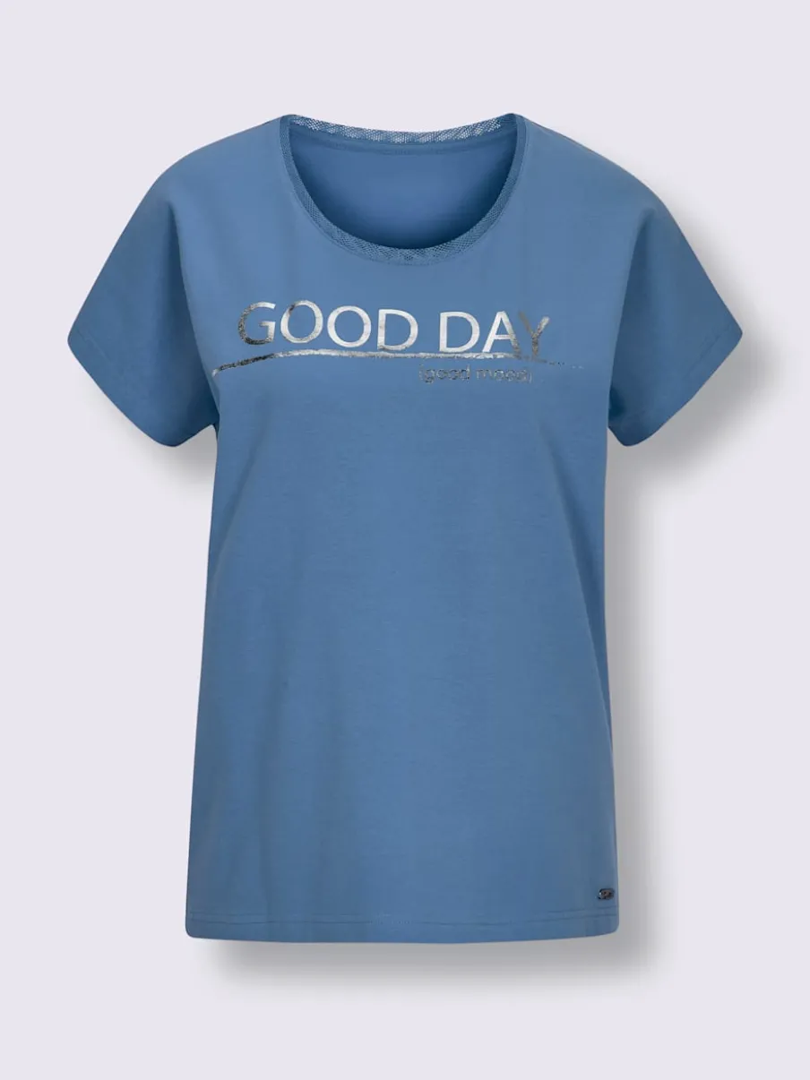 T-shirt sportif à encolure ronde avec mancherons et motif imprimé