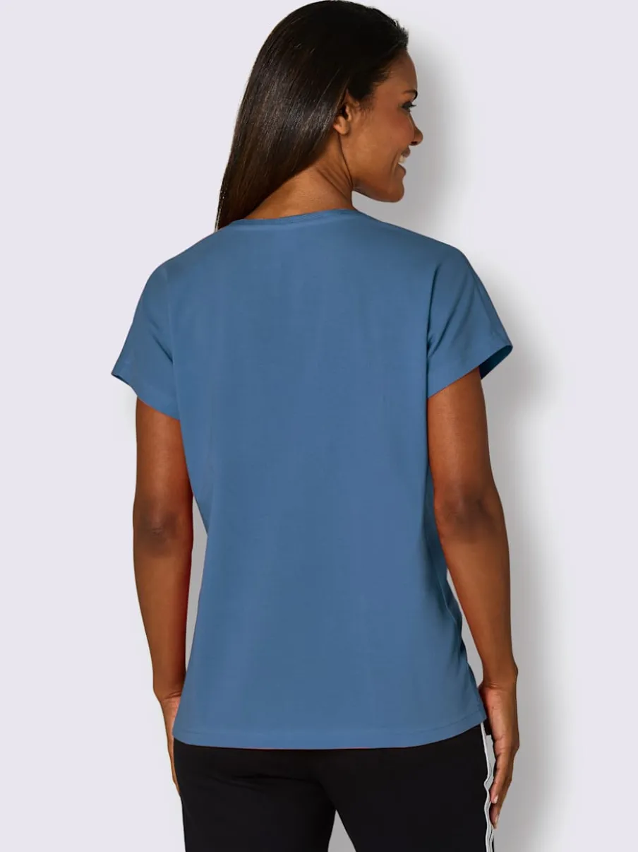 T-shirt sportif à encolure ronde avec mancherons et motif imprimé