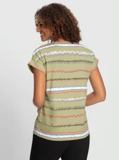T-shirts rayés à col rond avec mancherons décontractés
