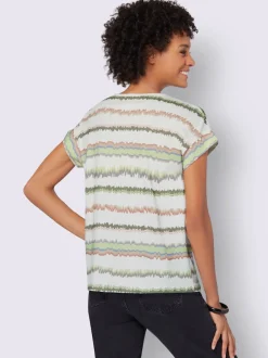 T-shirts rayés à col rond avec mancherons décontractés