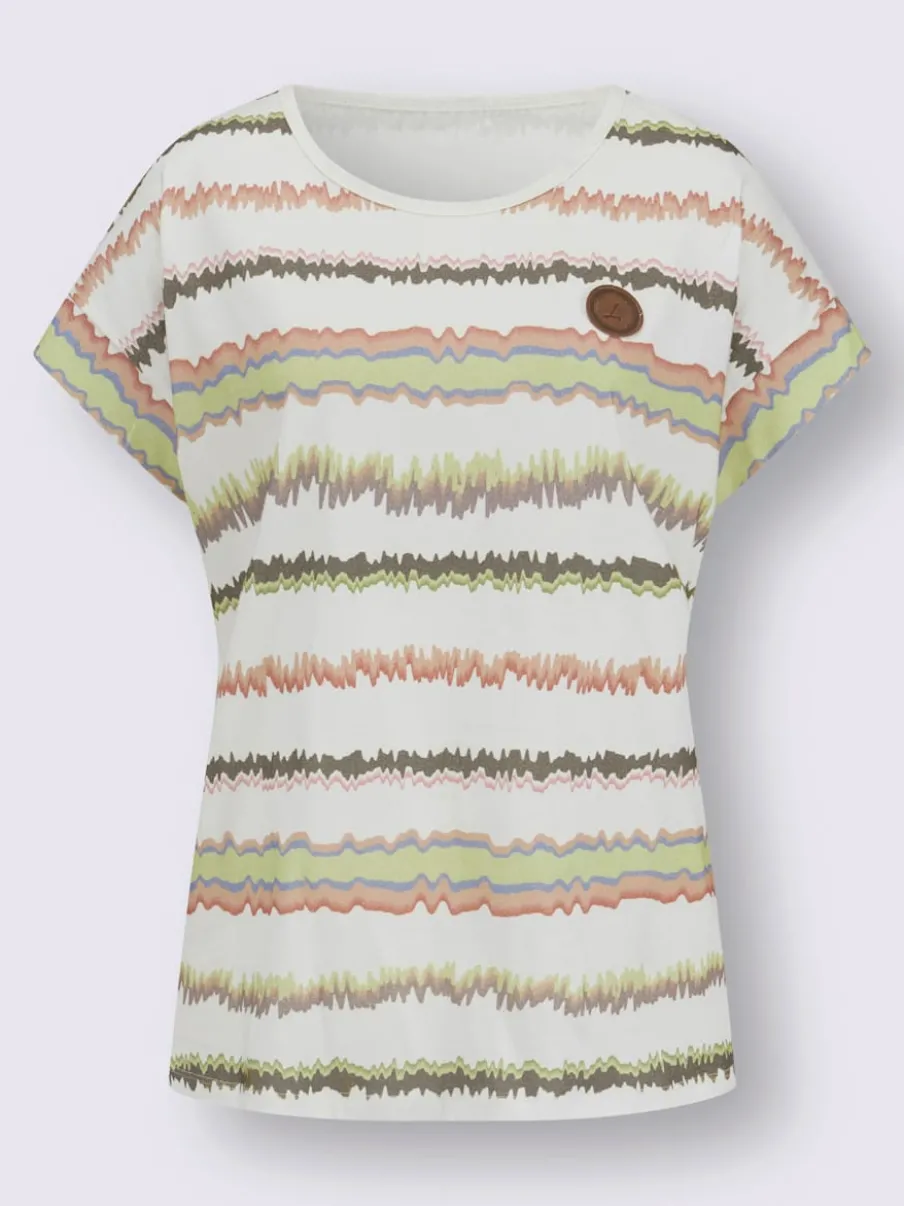 T-shirts rayés à col rond avec mancherons décontractés