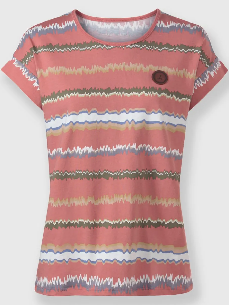 T-shirts rayés à col rond avec mancherons décontractés