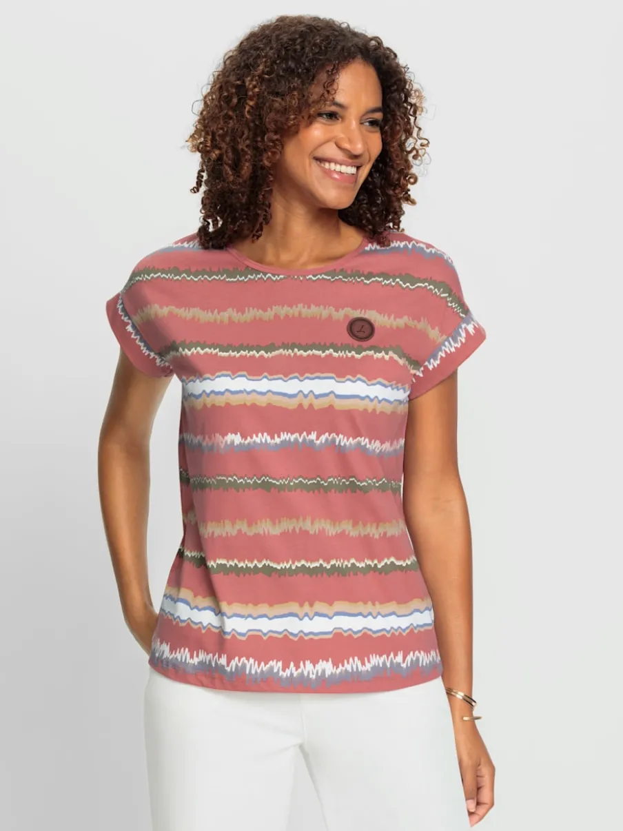 T-shirts rayés à col rond avec mancherons décontractés