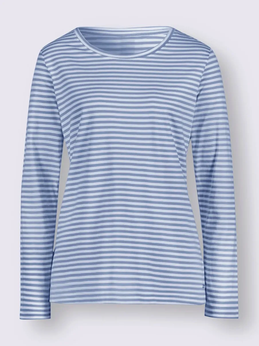 T-shirts rayés doux en jersey avec col rond